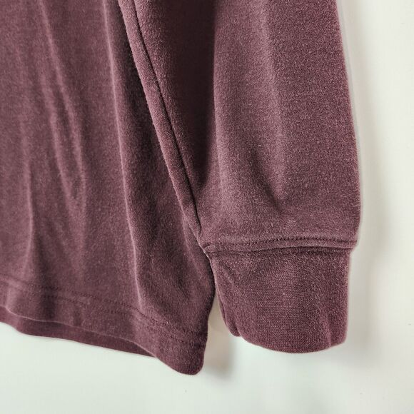 VTG 90s LL Bean Shirt Mens M Burgundy Mock Neck Eclectic Wear Layering Fisherman - Picture 4 of 9